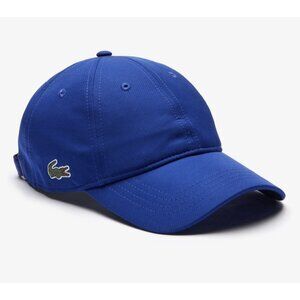 Lacoste Sport Hat Cap Strap Back Blue Solid Tennis Mens One Size Side Logo